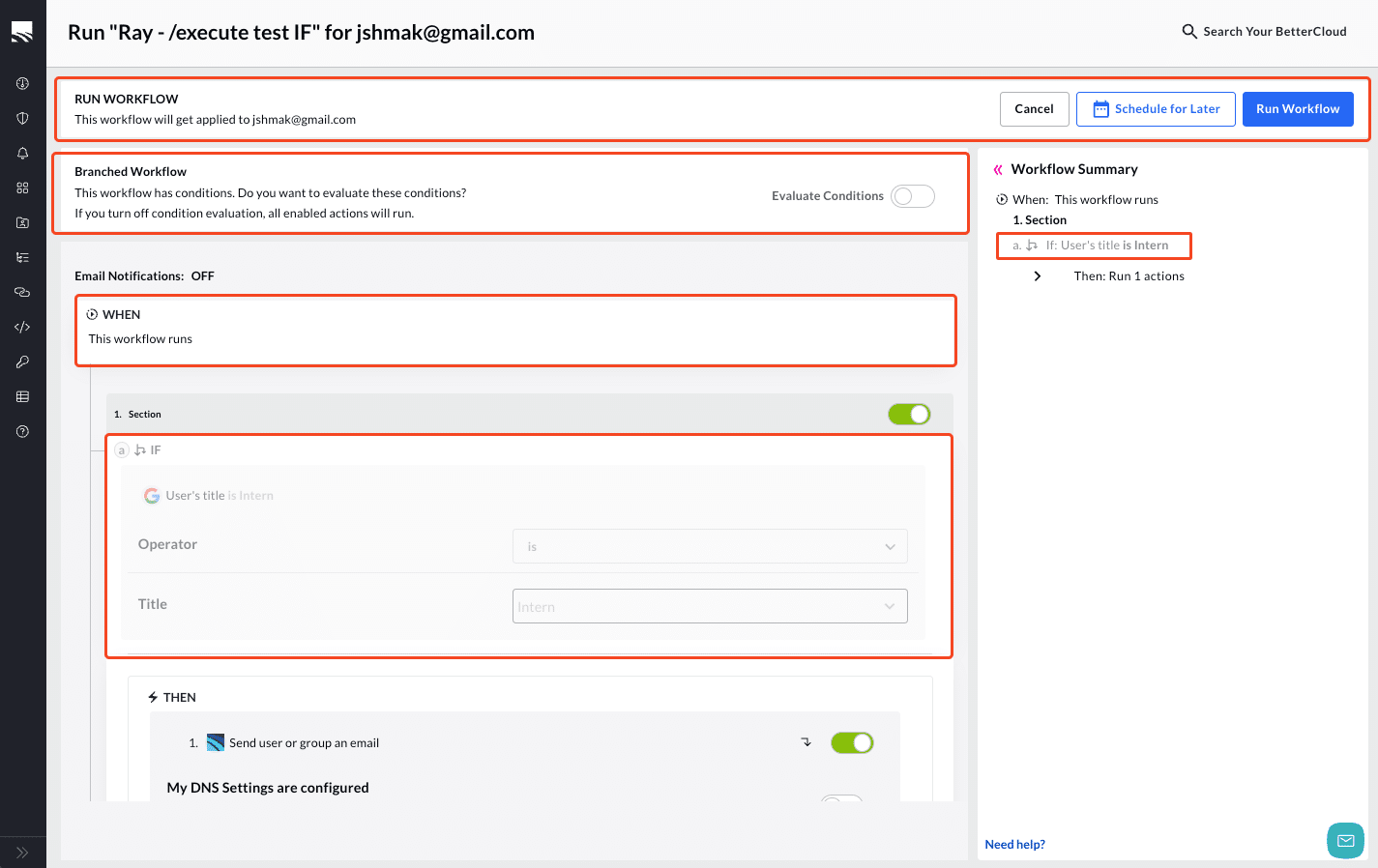 Evaluate conditions toggle off