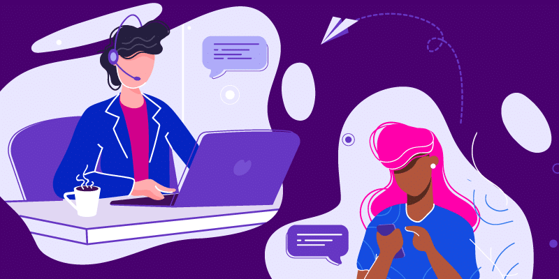 Illustration of someone contacting a support desk.