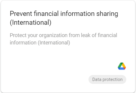 Select a template to prevent financial information sharing